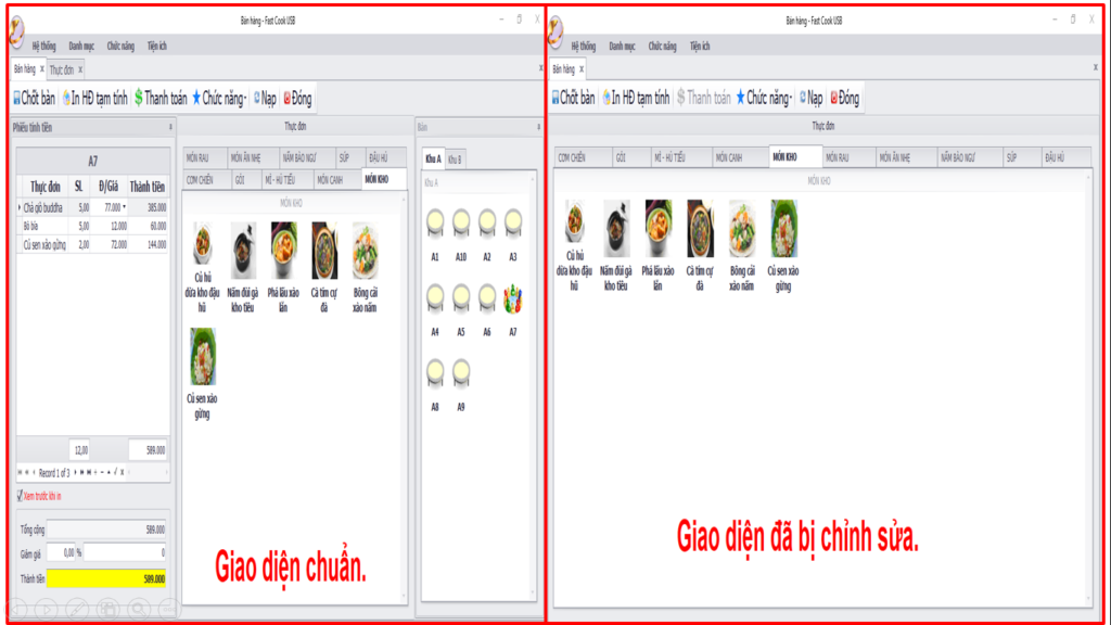 Hướng dẩn cách phục hồi lại giao diện gốc của phần mềm quản lý quán cafe Fast Cook và nhà hàng RIO